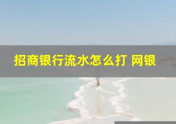 招商银行流水怎么打 网银